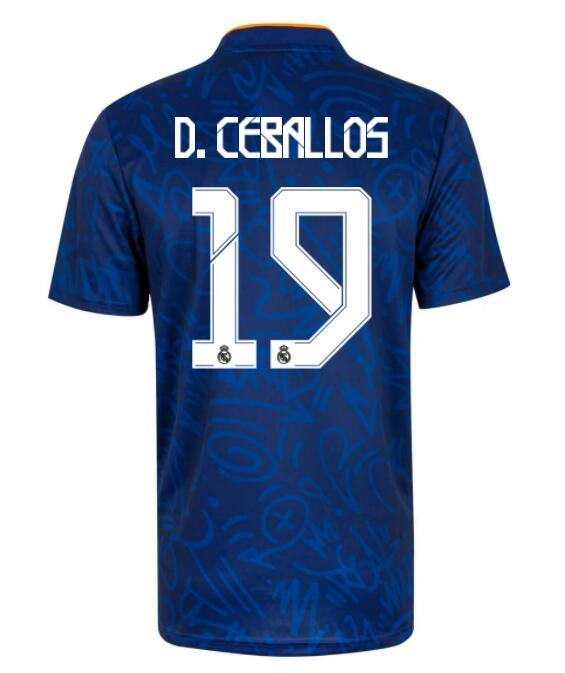 2021/22 Real Madrid Away Kit Soccer Jersey with D.Ceballos 19 printing